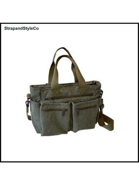 Corduroy Tote Bag with Multiple Pockets Everyday Shoulder Crossbody Work Travel